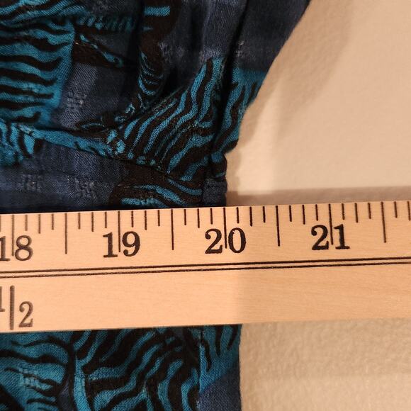 Jane And Delancey Blue Zabra Gingham Print Button Up Blouse Size Large Beach - Picture 7 of 10